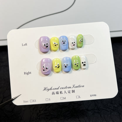 Handmade Manicure Short Cartoon Hand-Painted Cute Style Fake Nails Nail Stickers Wear Nail Wholesale