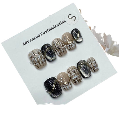 Classic Style White Gentle Manicure Boutique Hand-Painted Handmade Wear Nail Simple and Short Wearable Nail Sticker