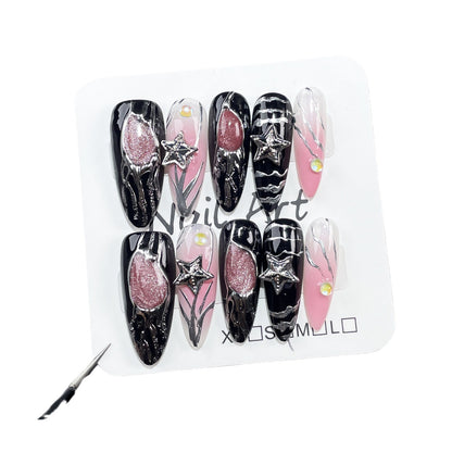 European and American Hot Girl Hand-Wear Nail Spray Gun Blush Mid-Length Nail Stickers Flash Personality Wearable Nail Sticker