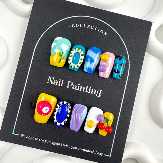 Y2K Hot Girl Sweet and Simple All-Match White Pure Hand-Worn Nail Nail Stickers Overseas Cross-Border Finished Products Wholesale