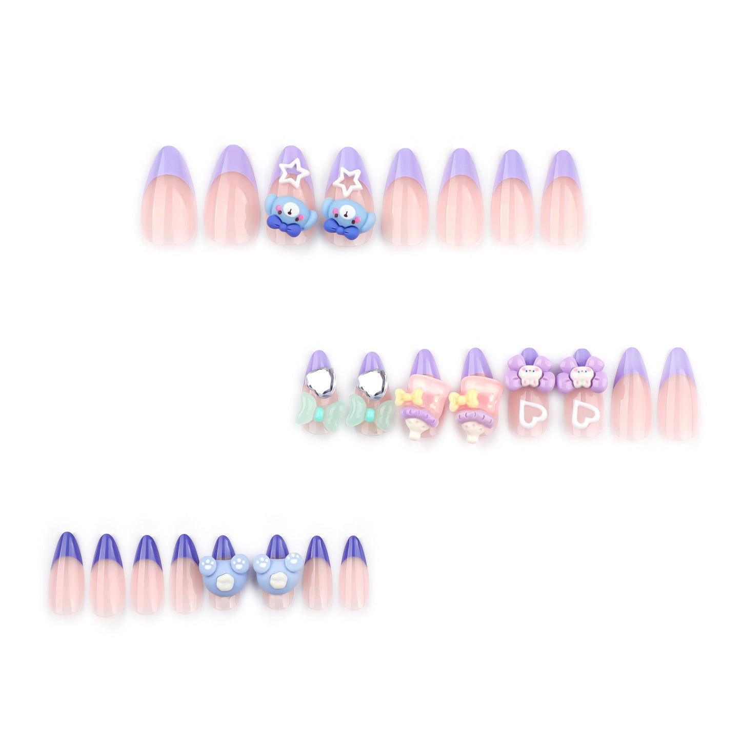 Cute Fun Elephant Manicure Fake Nails Cartoon Bottle Wearable Nail Tip Three-Dimensional Bow Wearing Nail Wholesale