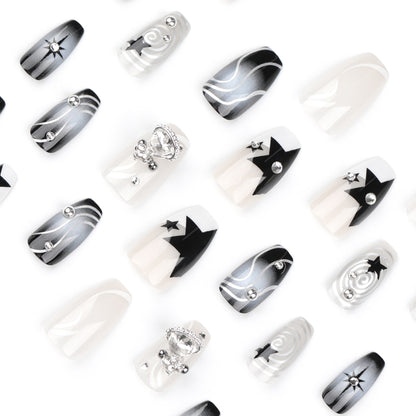 Wear a Nail Piece Wholesale New y2k Cool Planet Rhinestone Flash Manicure Fake Nails XINGX Blooming Nail Sticker