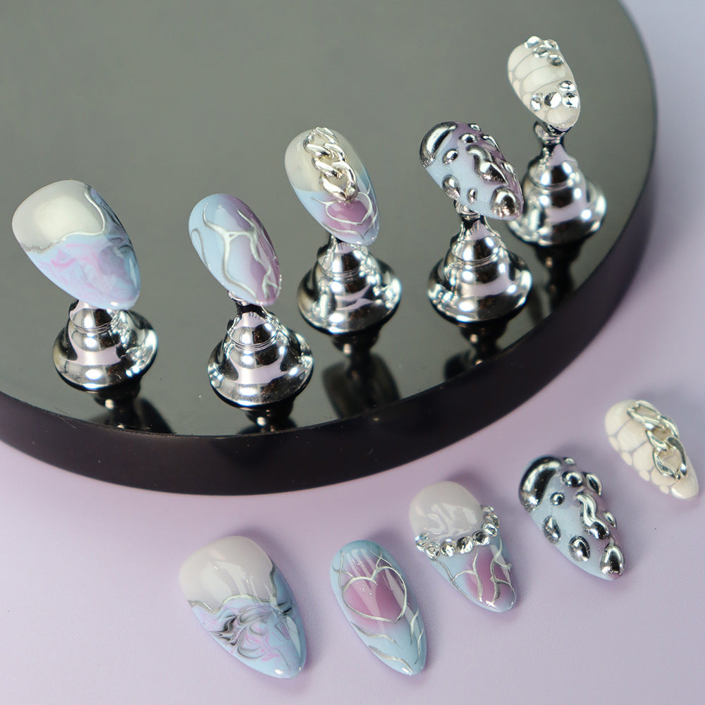 New Product Nail Beauty Patch y2k Chain Silver Star River Fairy Purple Phantom Nail Wear Nail Patch ins Wind Detachable