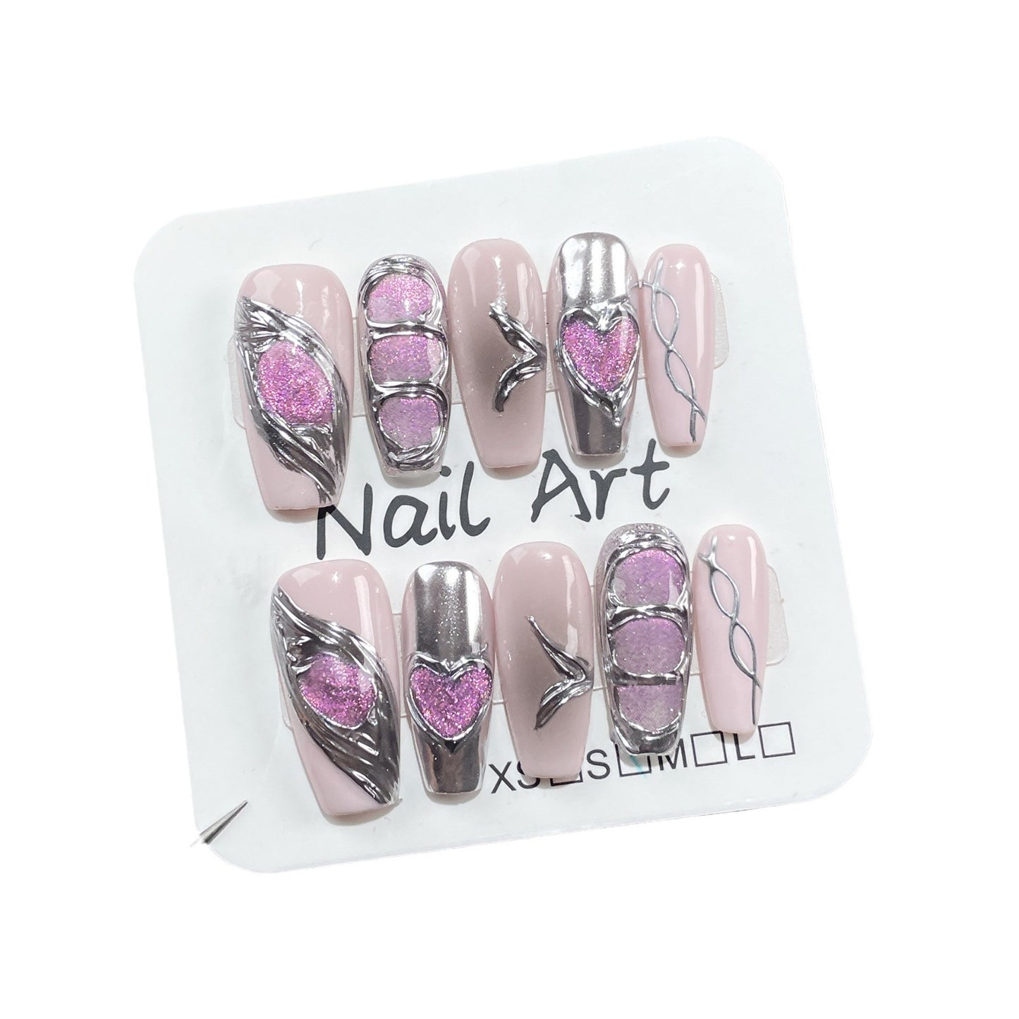 Sweet Cool Hot Girl Metal Hand-Worn Nail Spray Gun Blush Cat Eye Manicure Mid-Length Wearable Nail Sticker