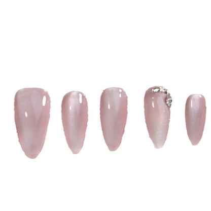 Pink Moonlight Cat's Eye Texture Wear Armor Solid Color Polarized Rhinestone Nail Beauty Bright Moon Detachable Loop Factory Direct Sales