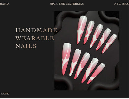 Elegant Gradient Pink and White Dreamy Fashion Trend Nail Shaped Piece