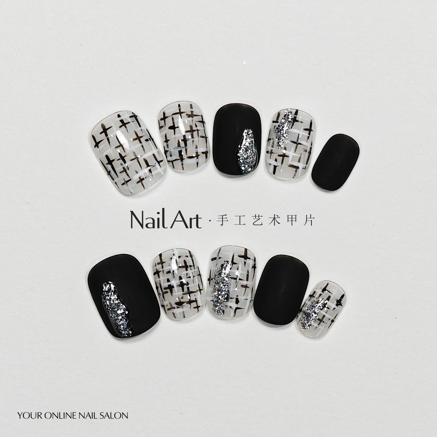 Handmade Wear Armor Autumn and Winter High-Grade Short Black Matte Nail Stickers Handmade Fake Nail Tip Wholesale