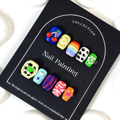 Handmade Pinch Cherry Thai Plastic Style Handmade Wear Nail Nail Stickers Cross-Border Factory Straight Hair High Sense