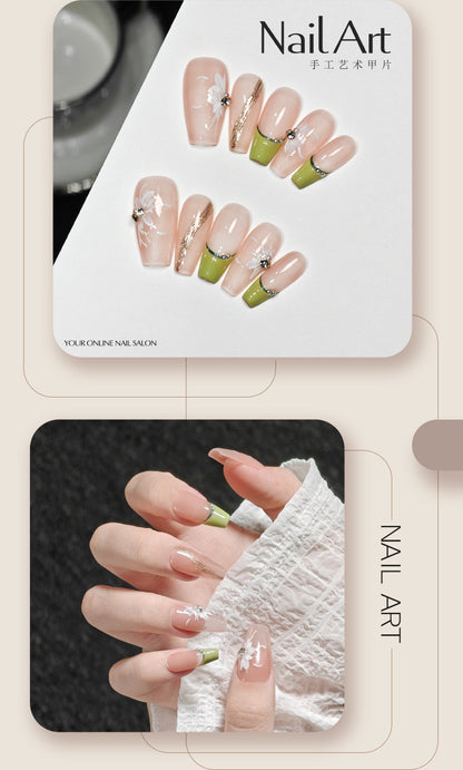 Handmade Wear Armor High-Grade Nail Stickers Hand-Made Short French Gentle White Summer Fake Nails