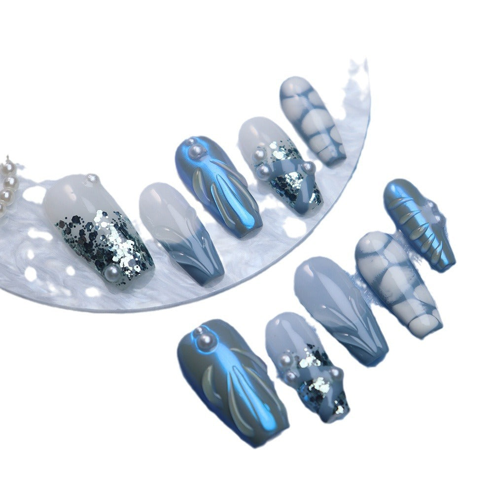 New Nail Beauty Patch Wear Armor Advanced Fresh Popular Three-Dimensional Shell Pearl Ocean Series One Piece Dropshipping