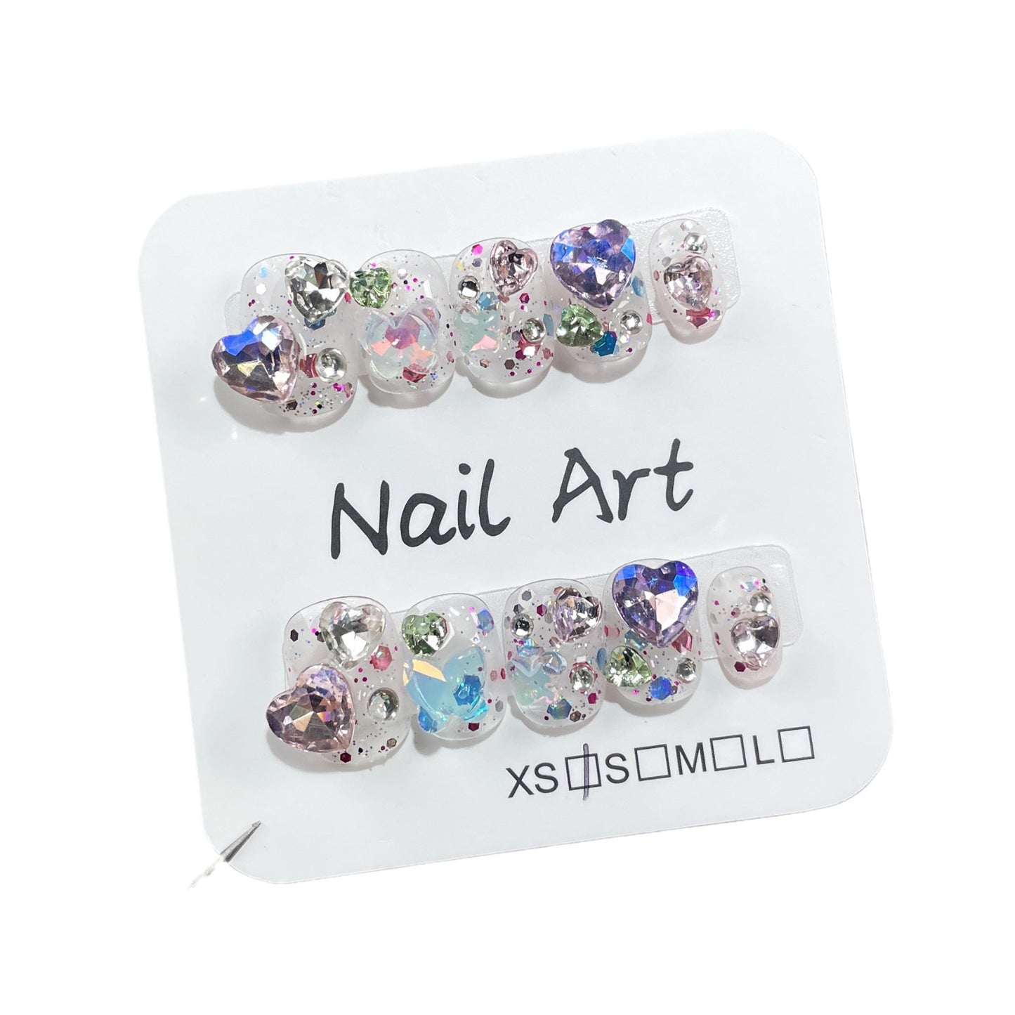 Flash Short Handmade Wear Armor Love Pile Rhinestone Summer Fresh Nail Stickers Wearable Nail Sticker Wholesale