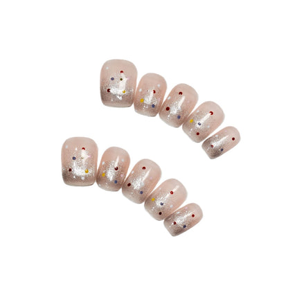 Handmade Wear Nail Summer Short Smile Cat Eye Polka Dot High Sense Manicure Handmade Fake Nails Wholesale