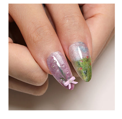 Fresh ins Sweet Wear Armor Monet Wearable Nail Tip Fake Nails Three-Dimensional Bow Pearl Nail Sticker