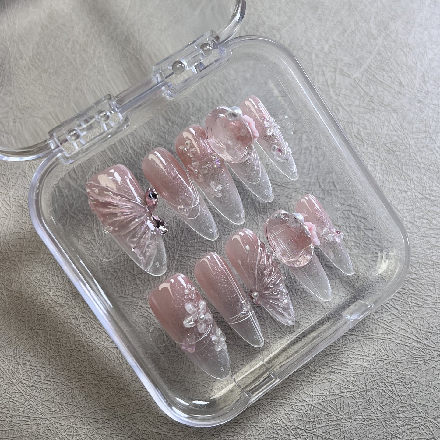 Ice Transparent Three-Dimensional Butterfly Light Luxury Temperament Show White Model Handmade Wear Nail Ice Butterfly