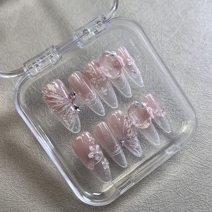 Ice Transparent Three-Dimensional Butterfly Light Luxury Temperament Show White Model Handmade Wear Nail Ice Butterfly